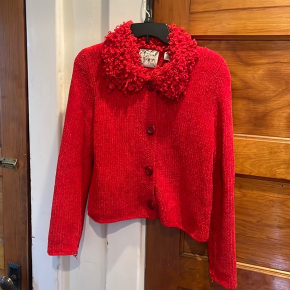 Michael Simon Sweaters - Bold red 90s silk & acrylic vintage Michael Simon sweater  muppet queen